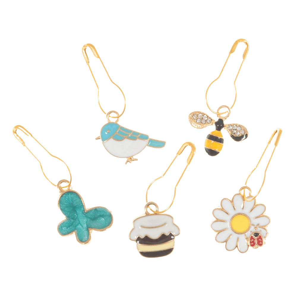 Milward Stitch Markers Bee Happy Milward | Stitch Marker Charms | Metal Bulb | 5 Pack