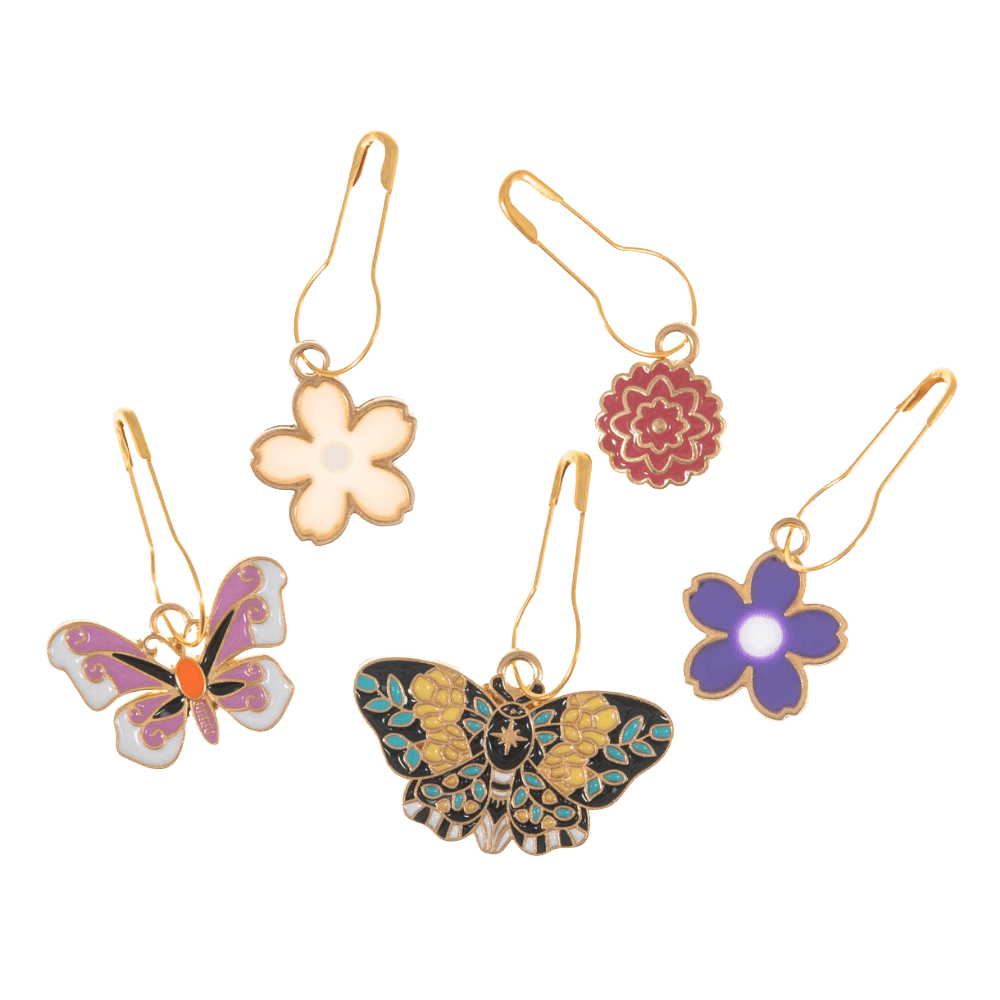 Milward Stitch Markers Butterfly Garden Milward | Stitch Marker Charms | Metal Bulb | 5 Pack