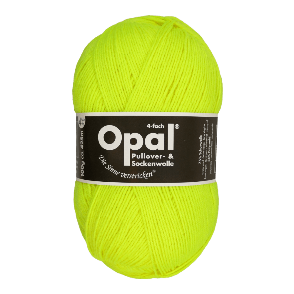 Opal Sock Yarn 2012 - Neon Yellow Opal | Uni | Sock Wool | Solid Neon Colours | 4-Ply