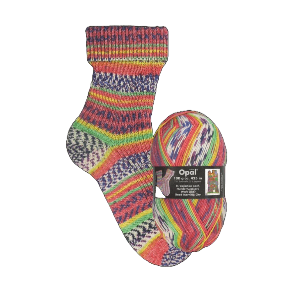 Opal Sock Yarn 2102 - Good Morning City Opal | Sock Wool |  Hundertwasser | 4-Ply