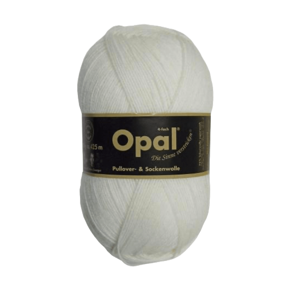 Opal Sock Yarn 2620 - Hard White Opal | Uni | Sock Wool | Solid Colours | 4-Ply