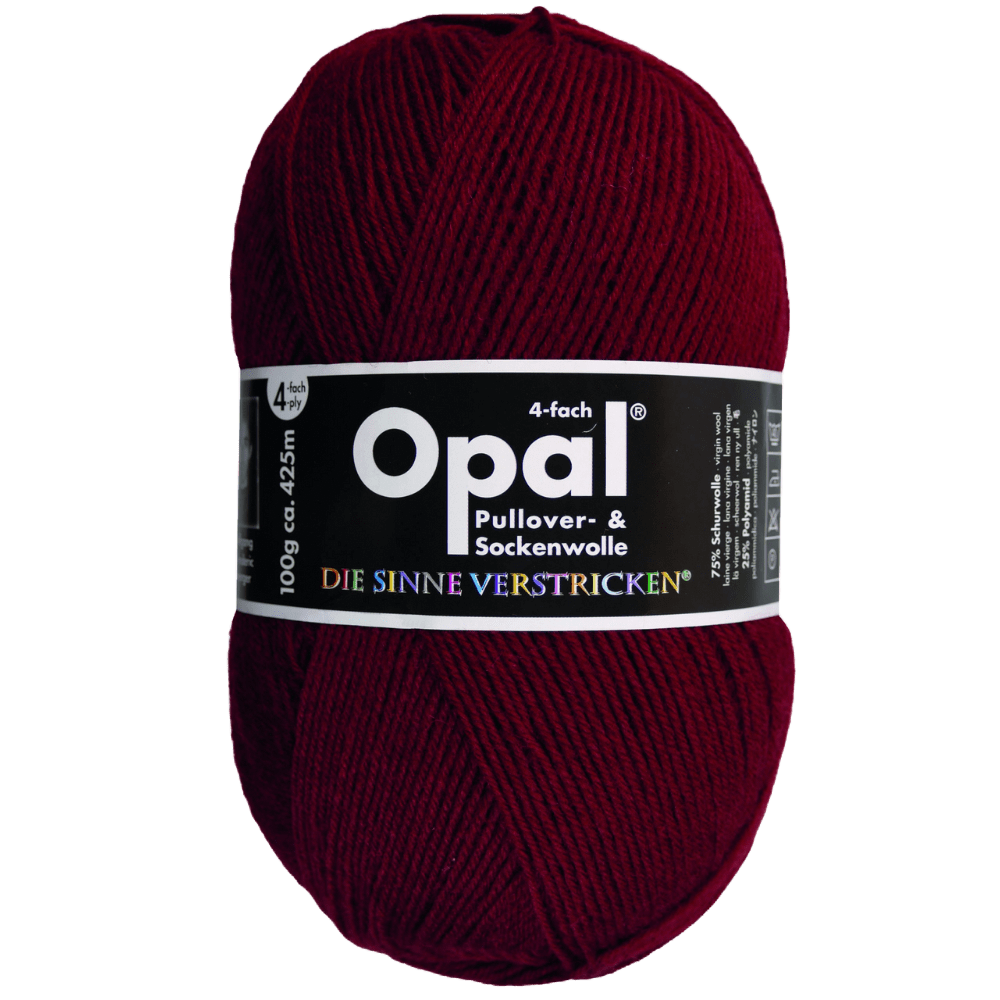 Opal Sock Yarn 9939 - Ruby Red Opal | Uni | Sock Wool | Solid Colours | 4-Ply