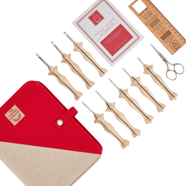 The Oxford Company | Oxford Punch Needle | Natural Wood | Complete Set of 8