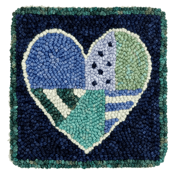 The Oxford Company | Punch Needle Kit | Patchwork Heart (Blue)