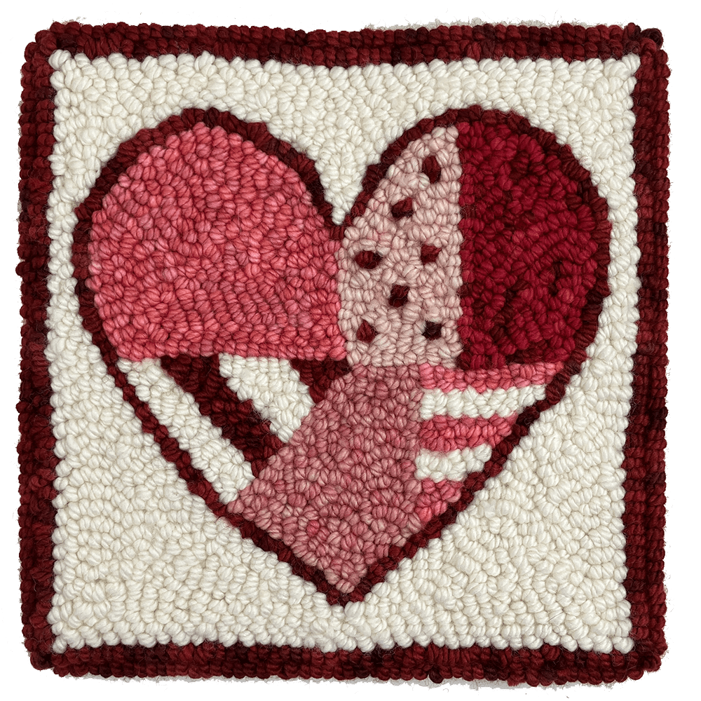 Oxford Rug Company rug punch needle Oxford Rug Company | Punch Needle Kit | Patchwork Heart (Red)