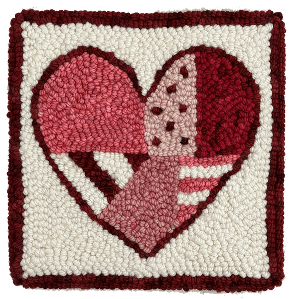The Oxford Company | Punch Needle Kit | Patchwork Heart (Red)