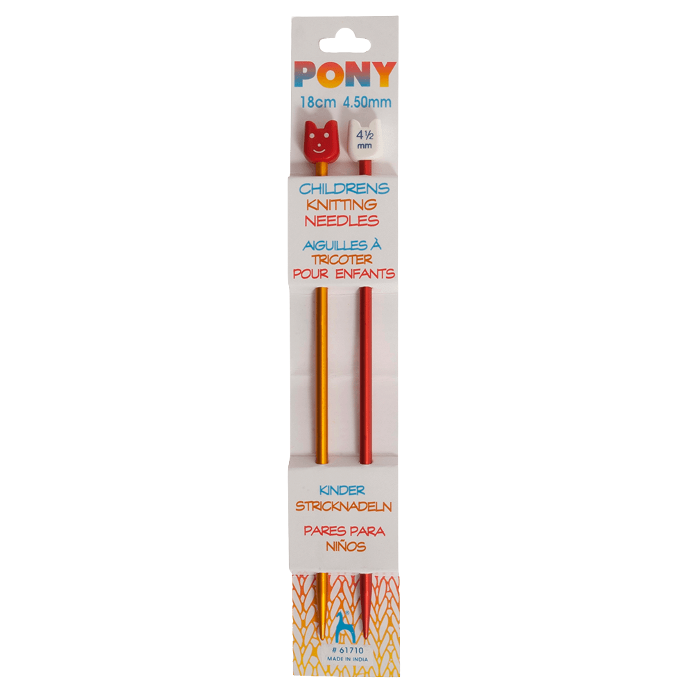 Pony Knitting Needles 4.50mm Pony | Children's Knitting Needles | Coloured Aluminium | 18cm