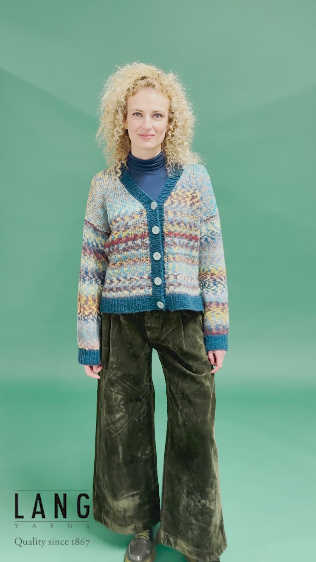 PEPITA Top Down Cardigan Pattern Kit in CLOUD FUNKY & PROMISE by LANGYARNS | Punto 93-001