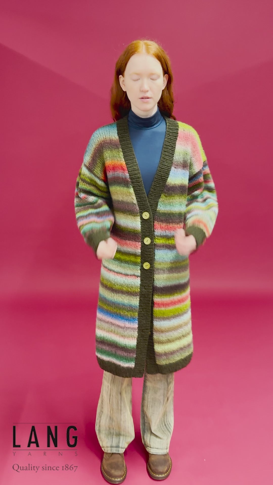 POLLY Long Cardigan Pattern Kit in CLOUD & PROMISE by LANGYARNS | Punto 93-007