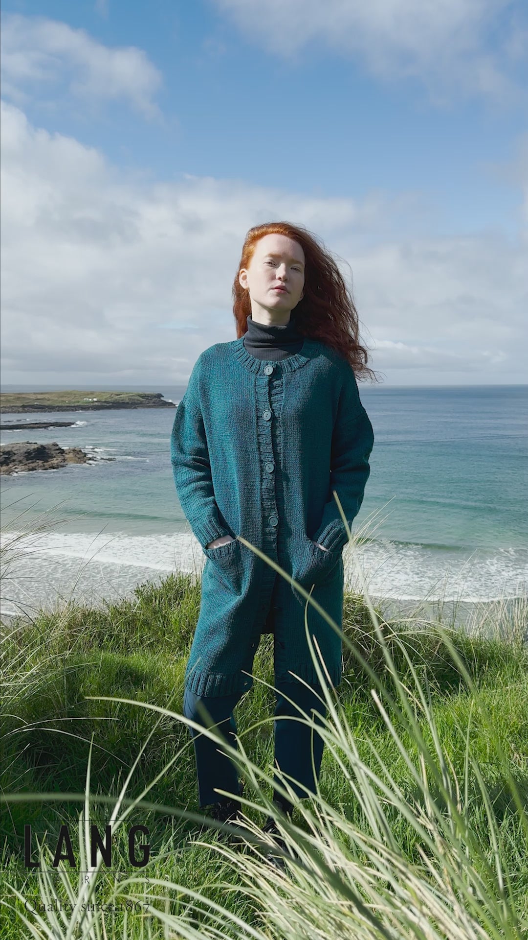 CLOVER Cardigan Pattern Kit in DONEGAL WOOLEN SPUN by LANGYARNS | Punto 87-149