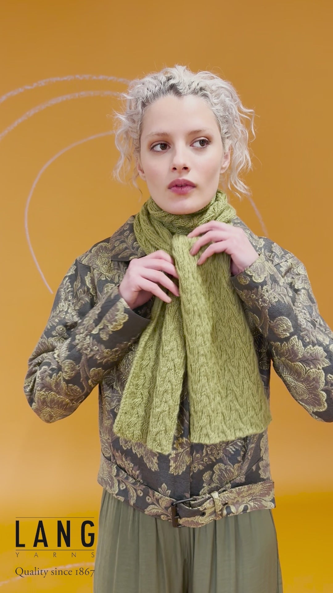VIRGINIA Scarf Pattern Kit in BABY ALPACA by LANGYARNS | Punto 76-005