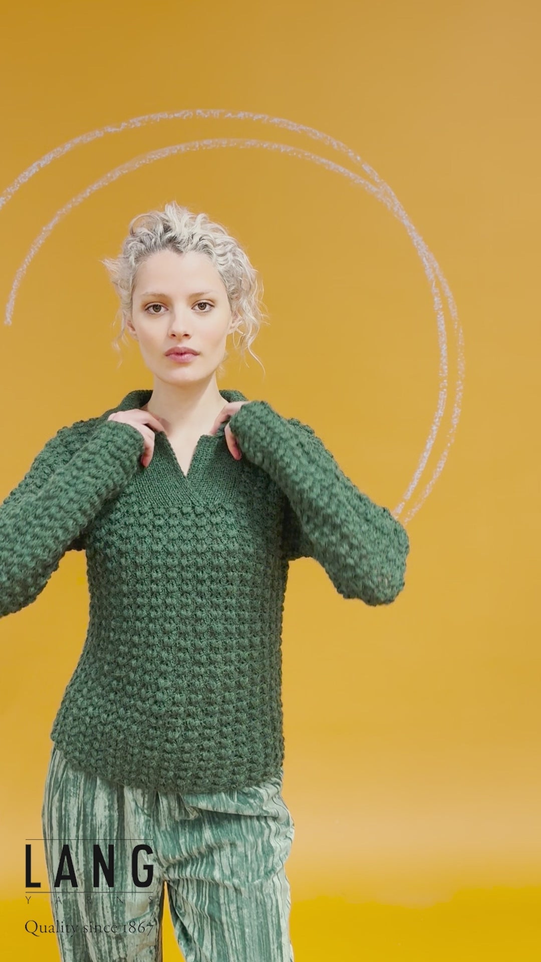 ARCADIA Crochet Sweater Pattern Kit in ALPACA SOXX 4PLY by LANGYARNS | Punto 76-003