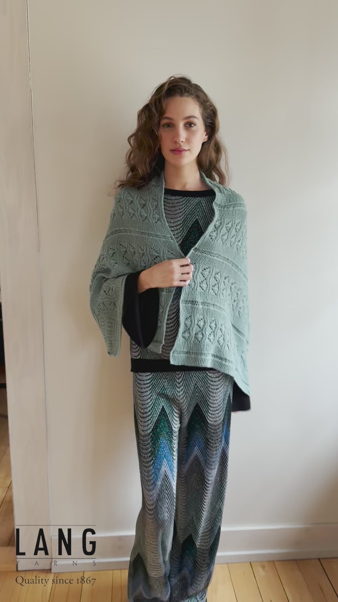 BIRDIE Stole Pattern Kit in CASHMERE LACE by LANGYARNS | Punto 78-011