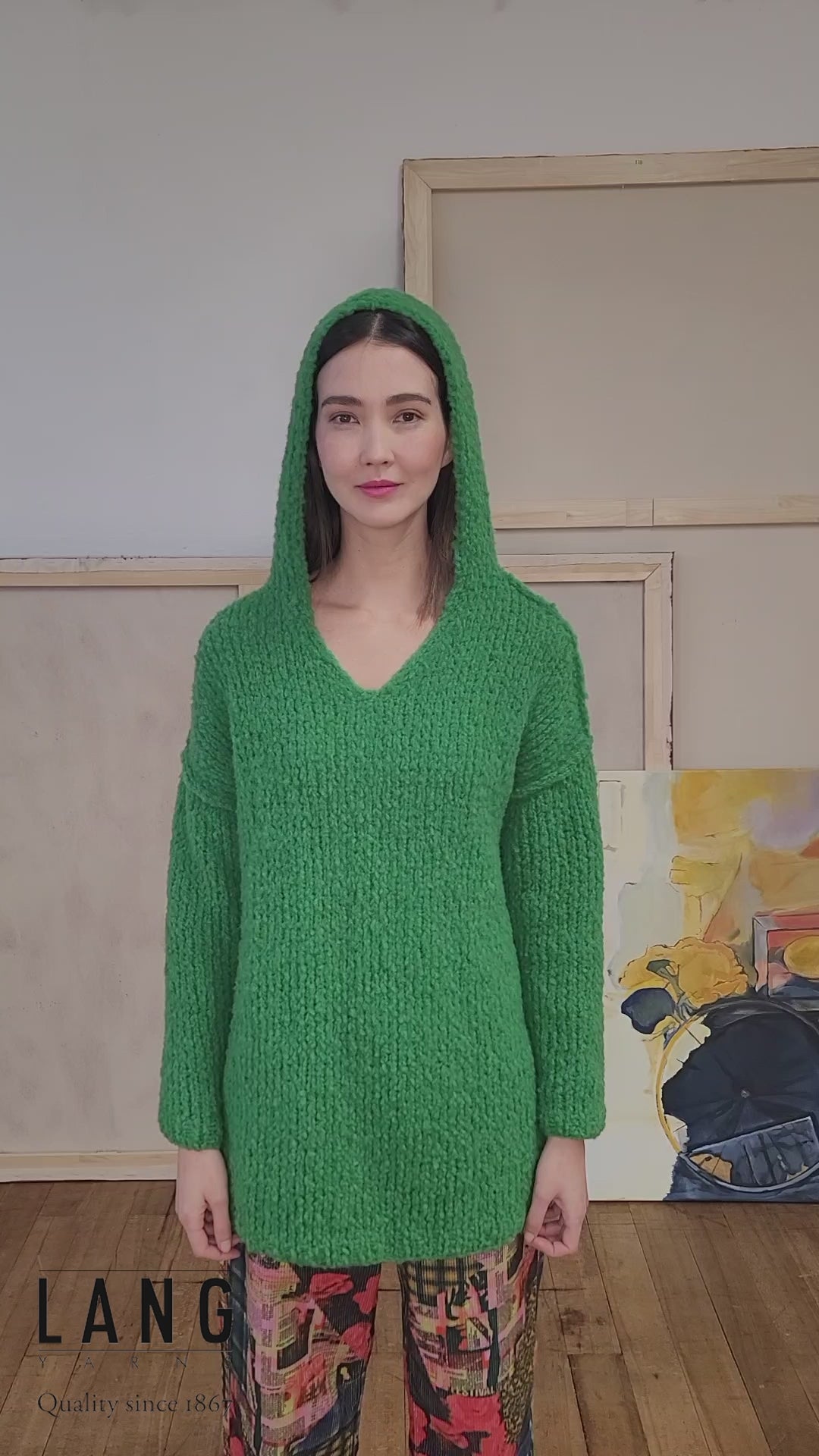 LAURA Hooded-Sweater Pattern Kit in PHOENIX by LANGYARNS | Punto 65-001