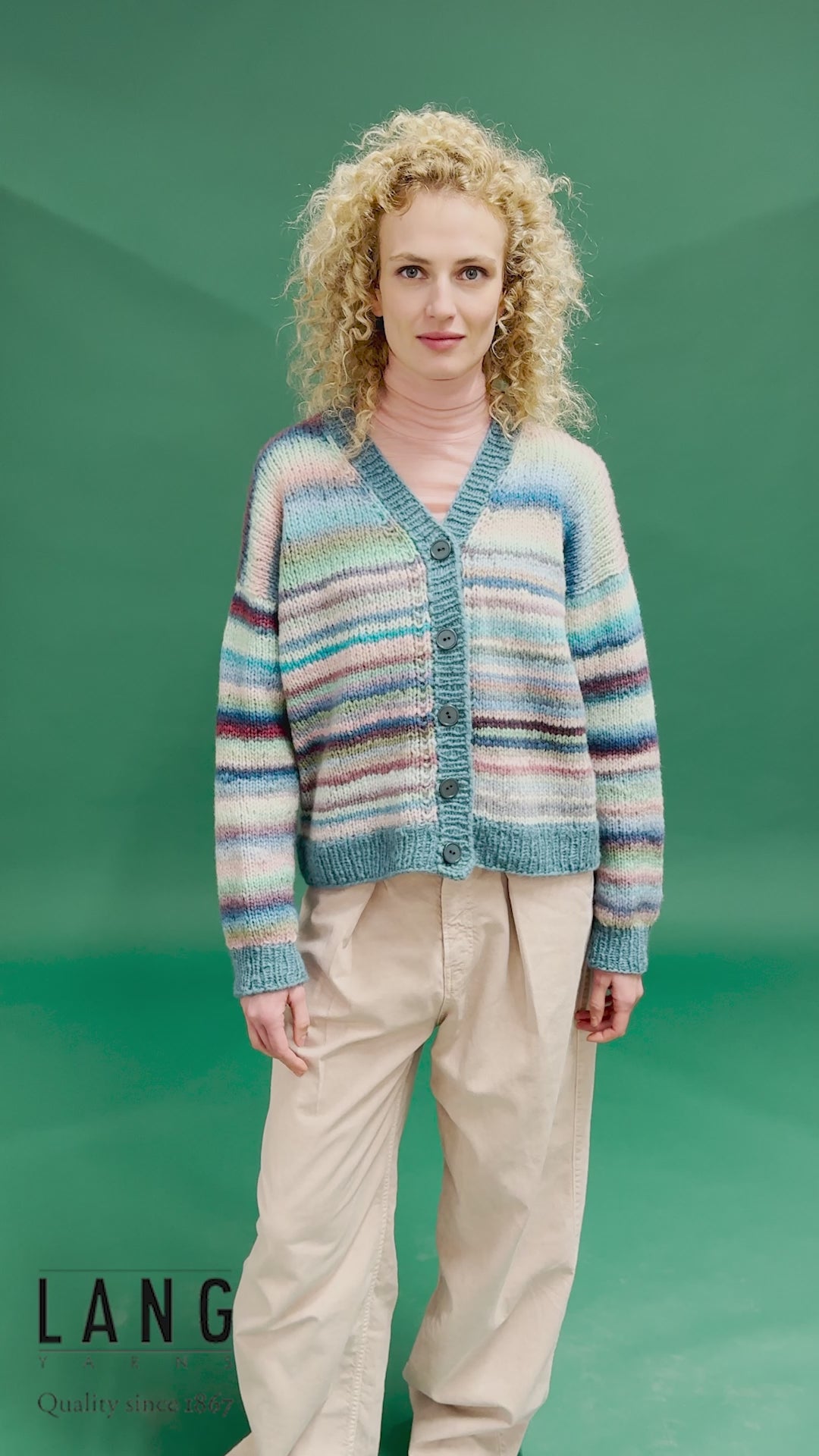 PEPITA Top-down Cardigan Pattern Kit in CLOUD & PROMISE by LANGYARNS | Punto 93-001