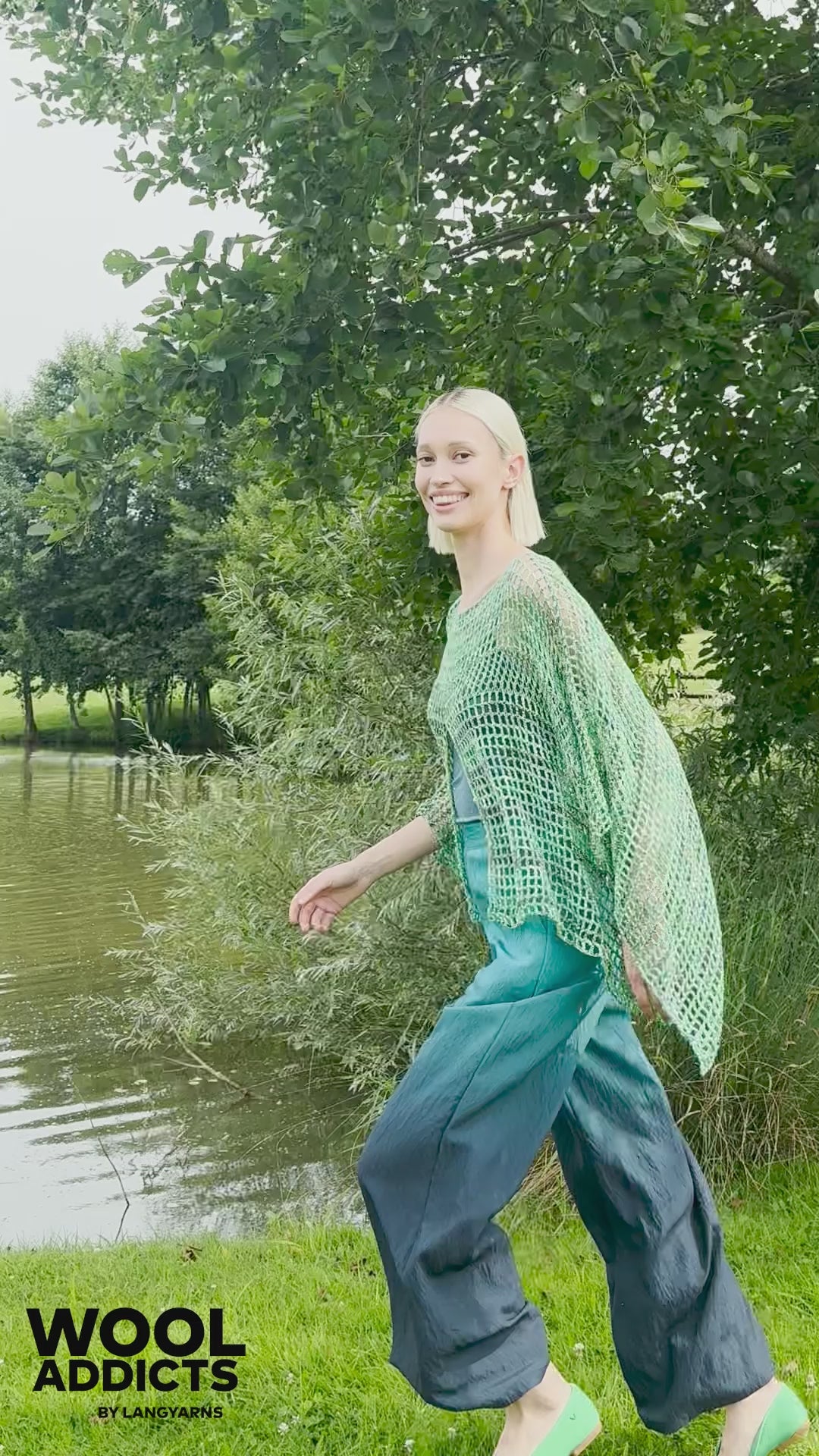 WIND-KISSED Crochet Poncho Pattern Kit in FOOTPRINTS by WOOLADDICTS | WOOLADDICTS #14-023