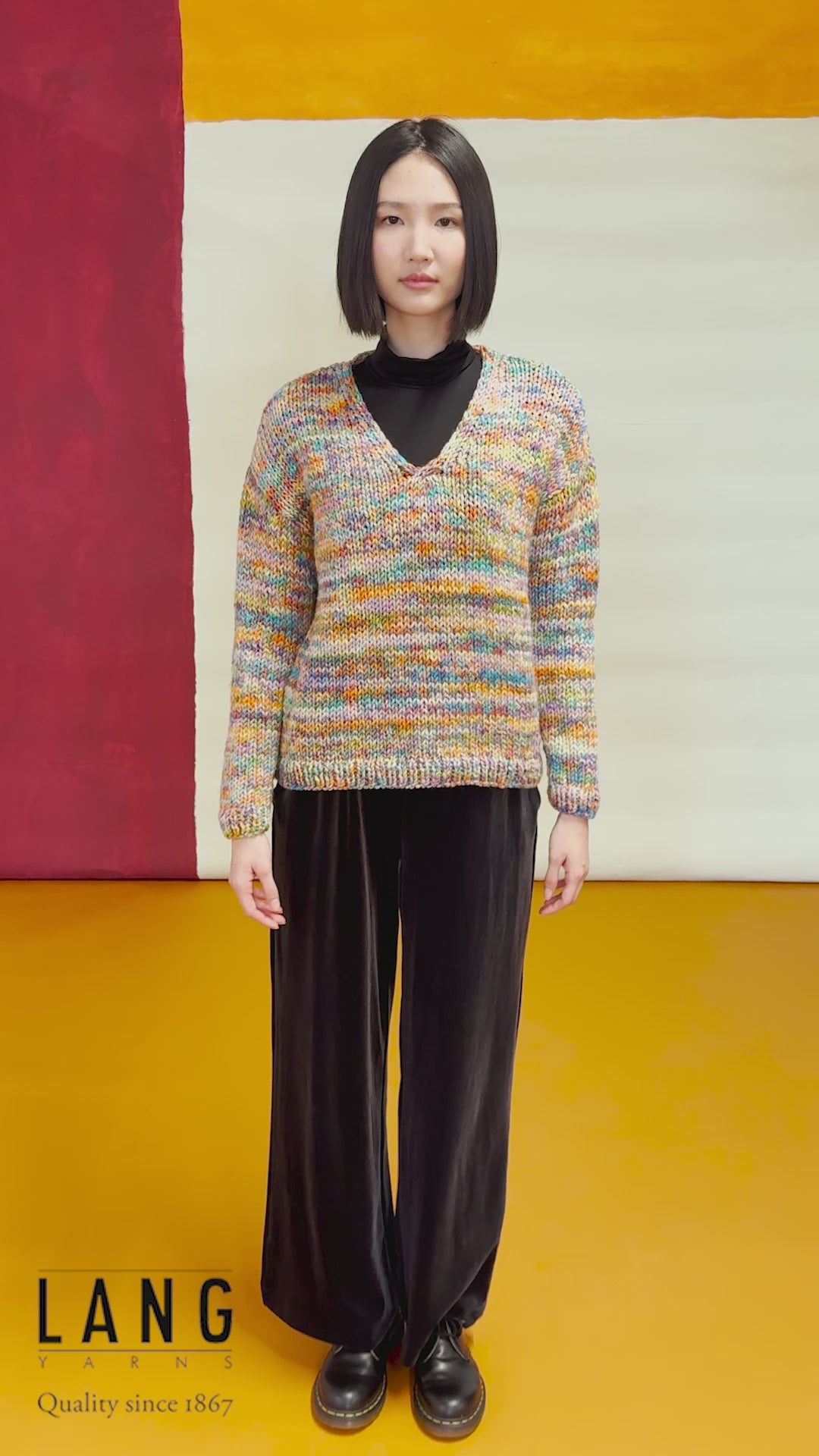 RAVENNA Sweater Pattern Kit in TWISTER by LANGYARNS | Punto 95-003