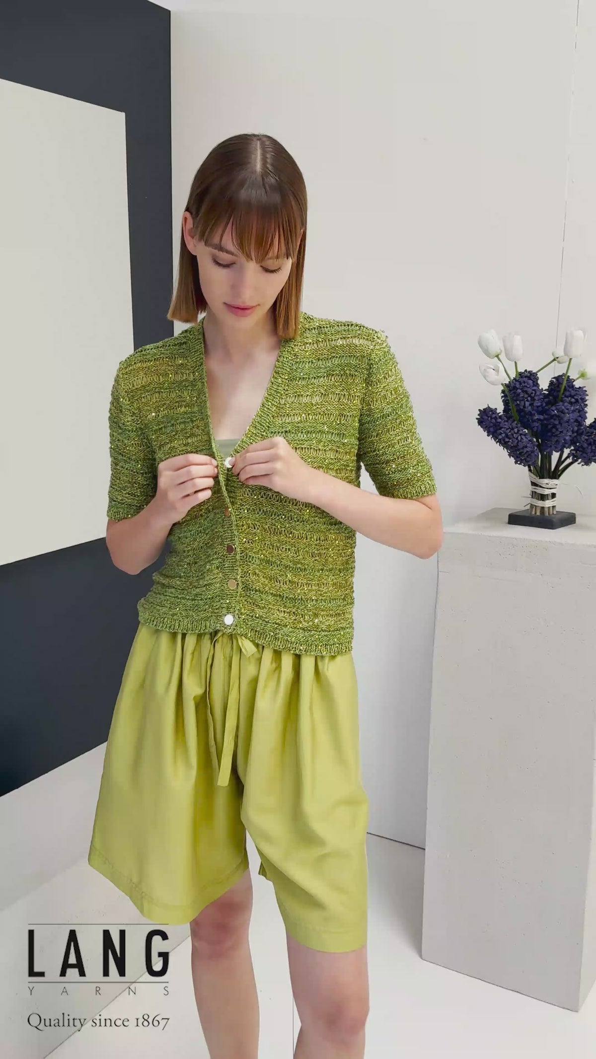 TESS Cardigan Pattern Kit in BELLE & PAILLETTES by LANGYARNS | Fatto a Mano 288-007