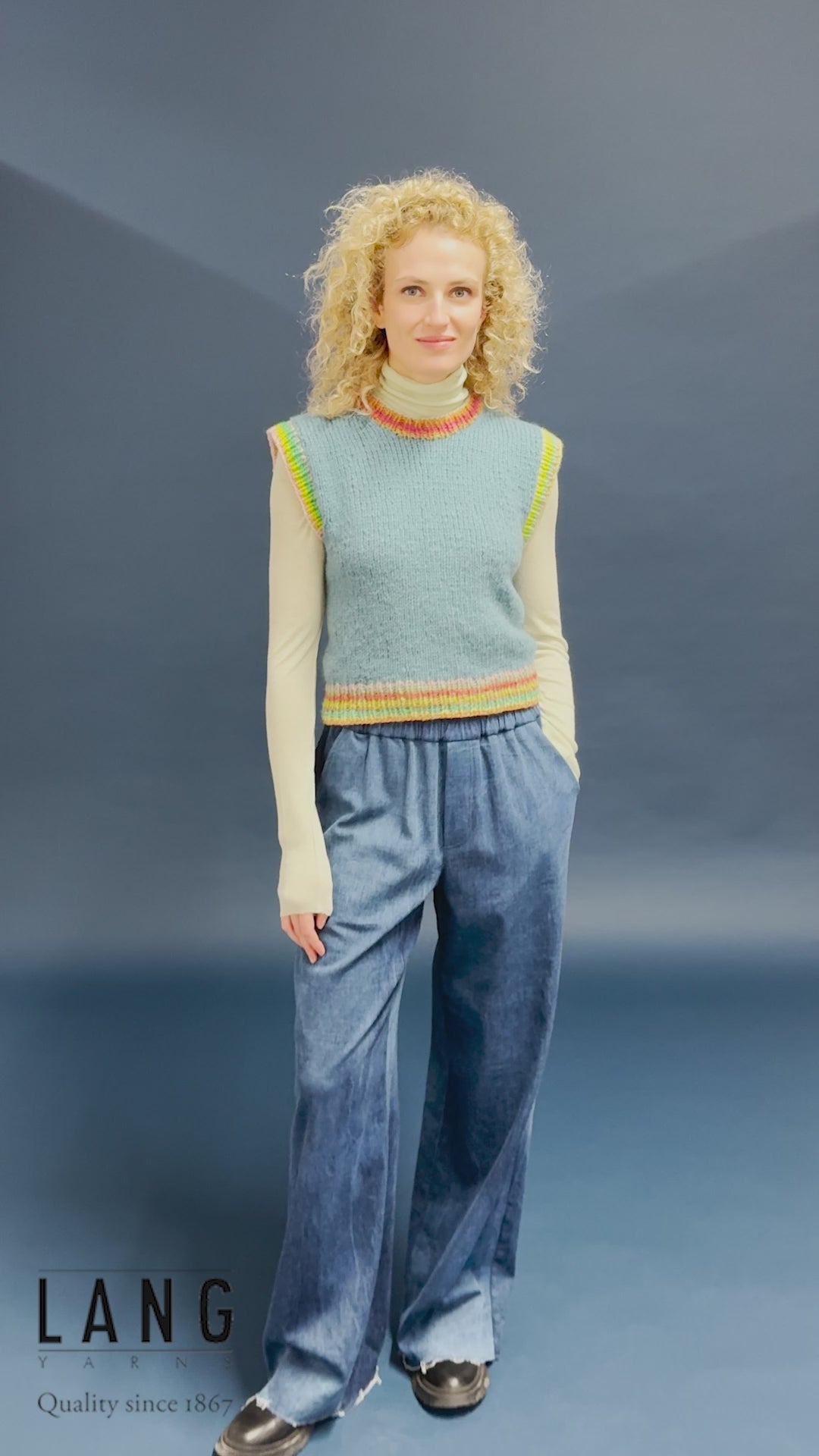 SHEA Top-down Slipover Pattern Kit in PROMISE & CLOUD by LANGYARNS | Punto 93-010