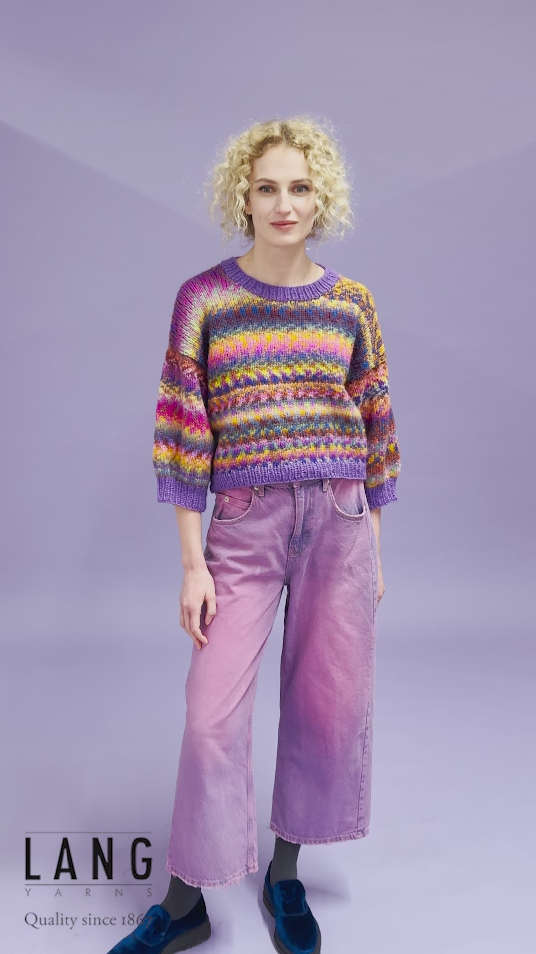 WINOLA Top-down Sweater Pattern Kit in CLOUD FUNKY & PROMISE by LANGYARNS | Punto 93-004