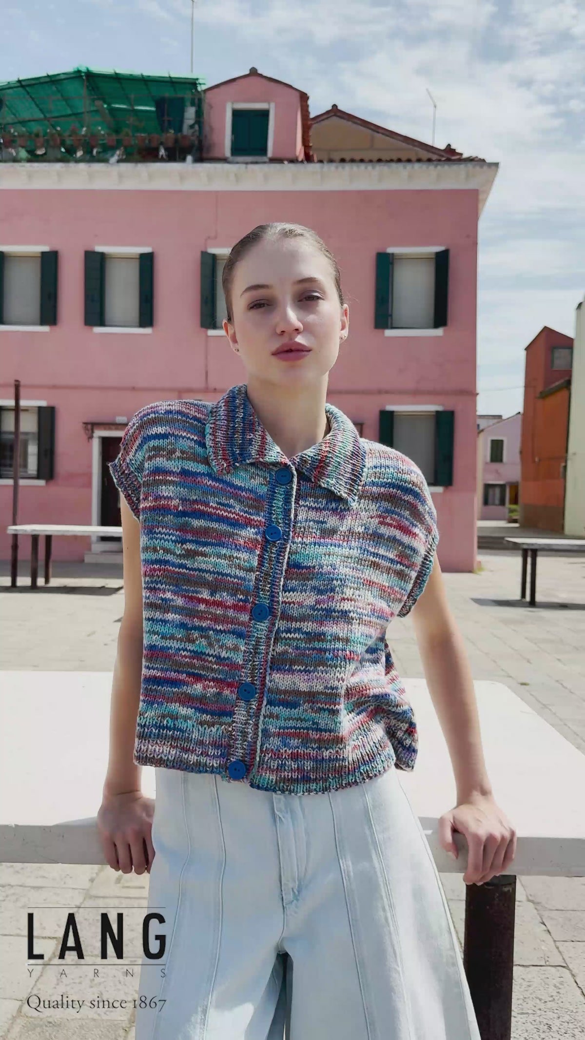 JULE Vest with Collar Pattern Kit in LISBOA by LANGYARNS | Punto 91-004