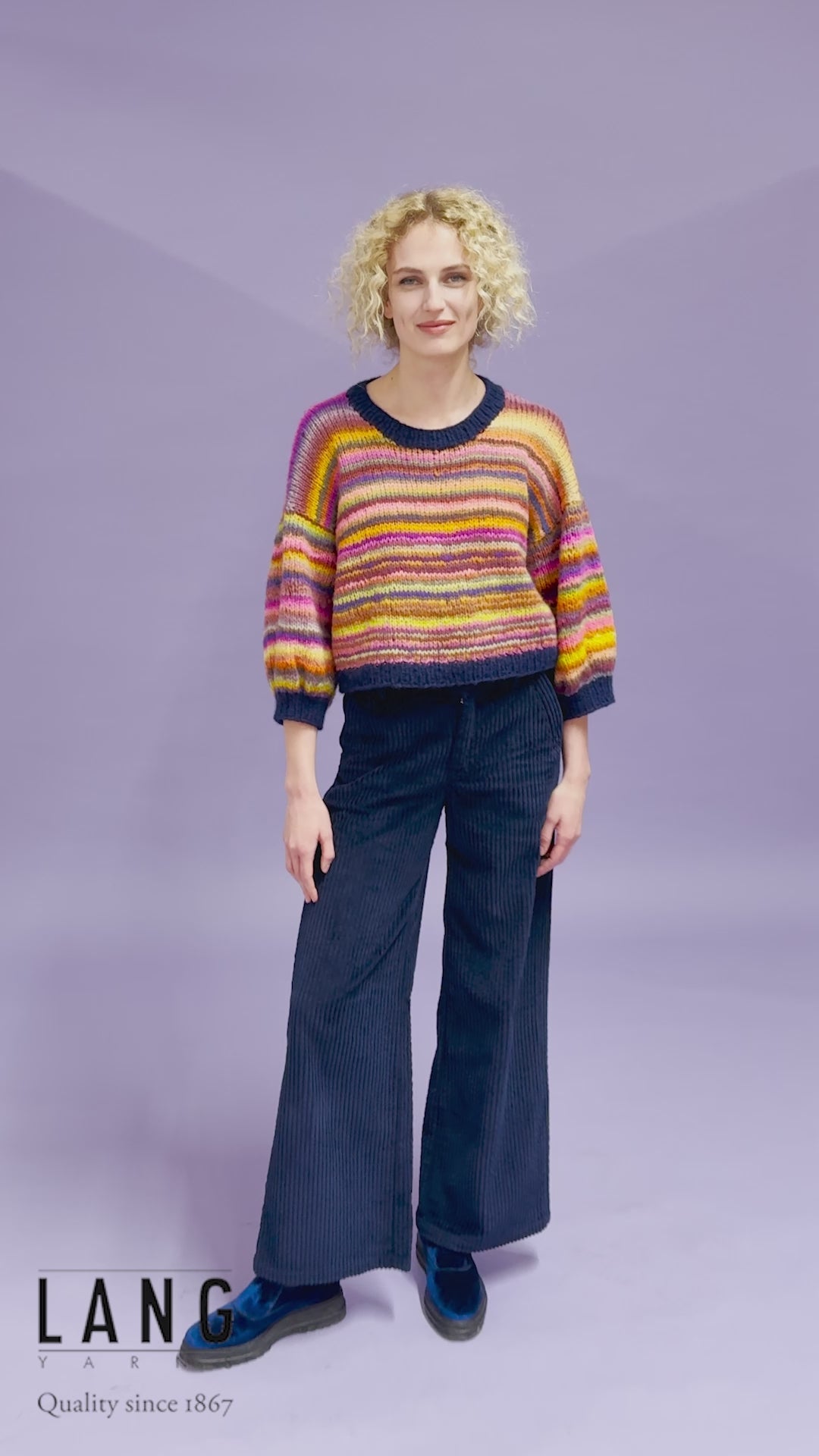 WINOLA Top-down Sweater Pattern Kit in CLOUD & PROMISE by LANGYARNS | Punto 93-004