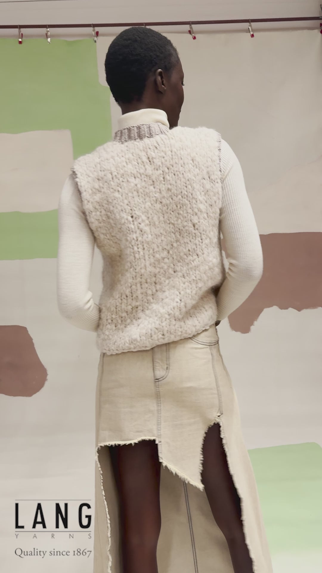 MAUREEN Vest Pattern Kit in SHIRLEY & MERINO 70 by LANGYARNS | Fatto a Mano 290-036