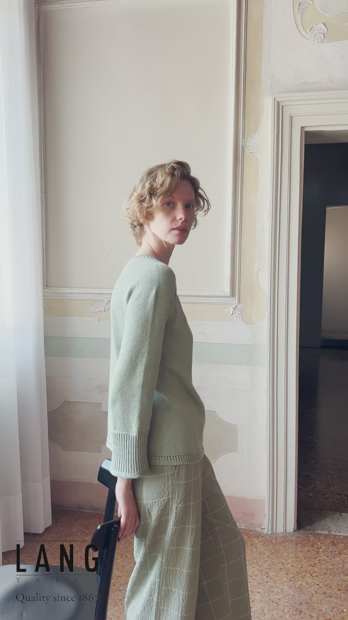 BIRGITTA Top-down Sweater Pattern Kit in BABY COTTON by LANGYARNS | Punto 92-006