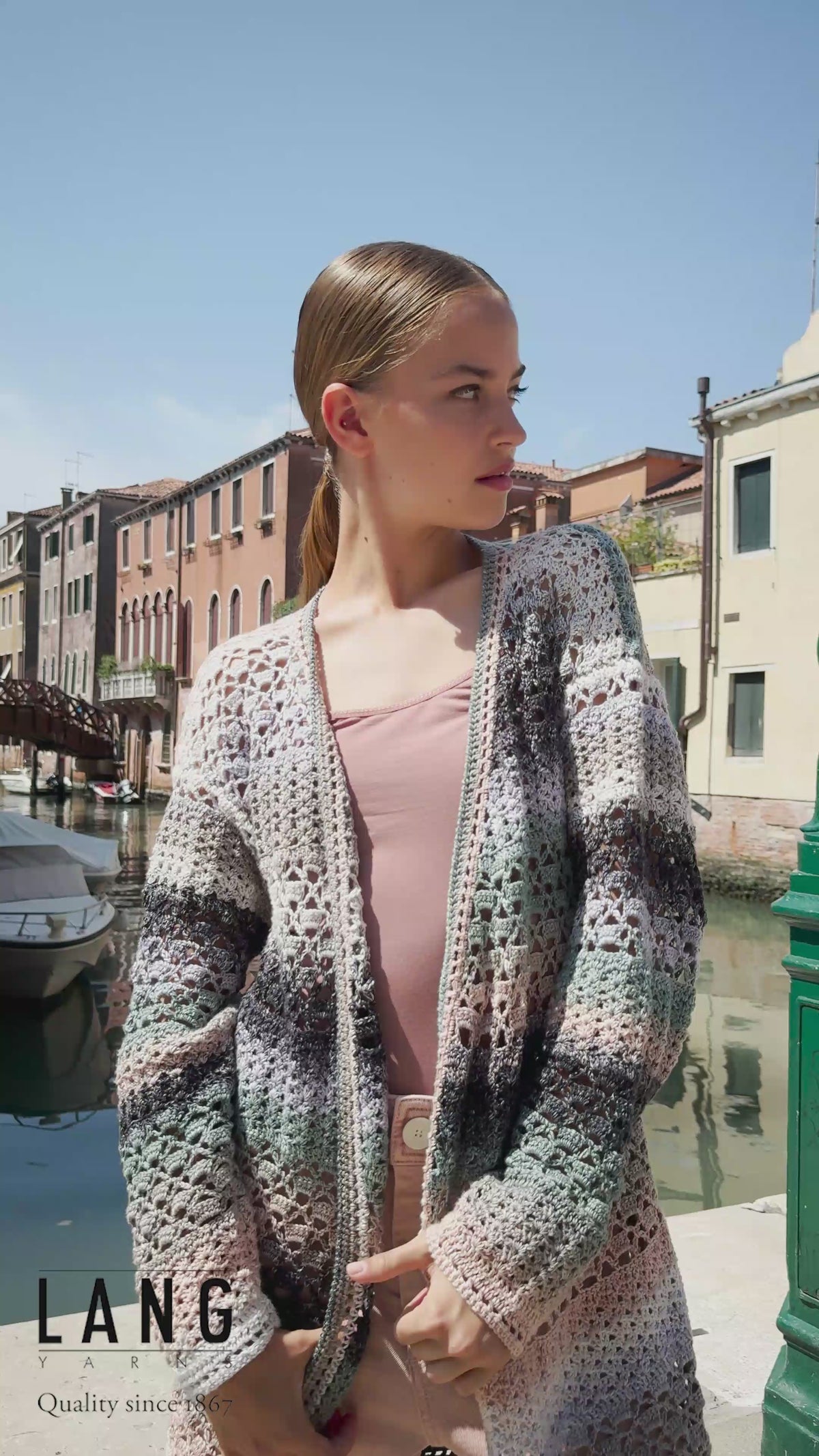 JORDIN Crochet Cardigan Pattern Kit in QUATTRO DEGRADÉ by LANGYARNS | Punto 91-015
