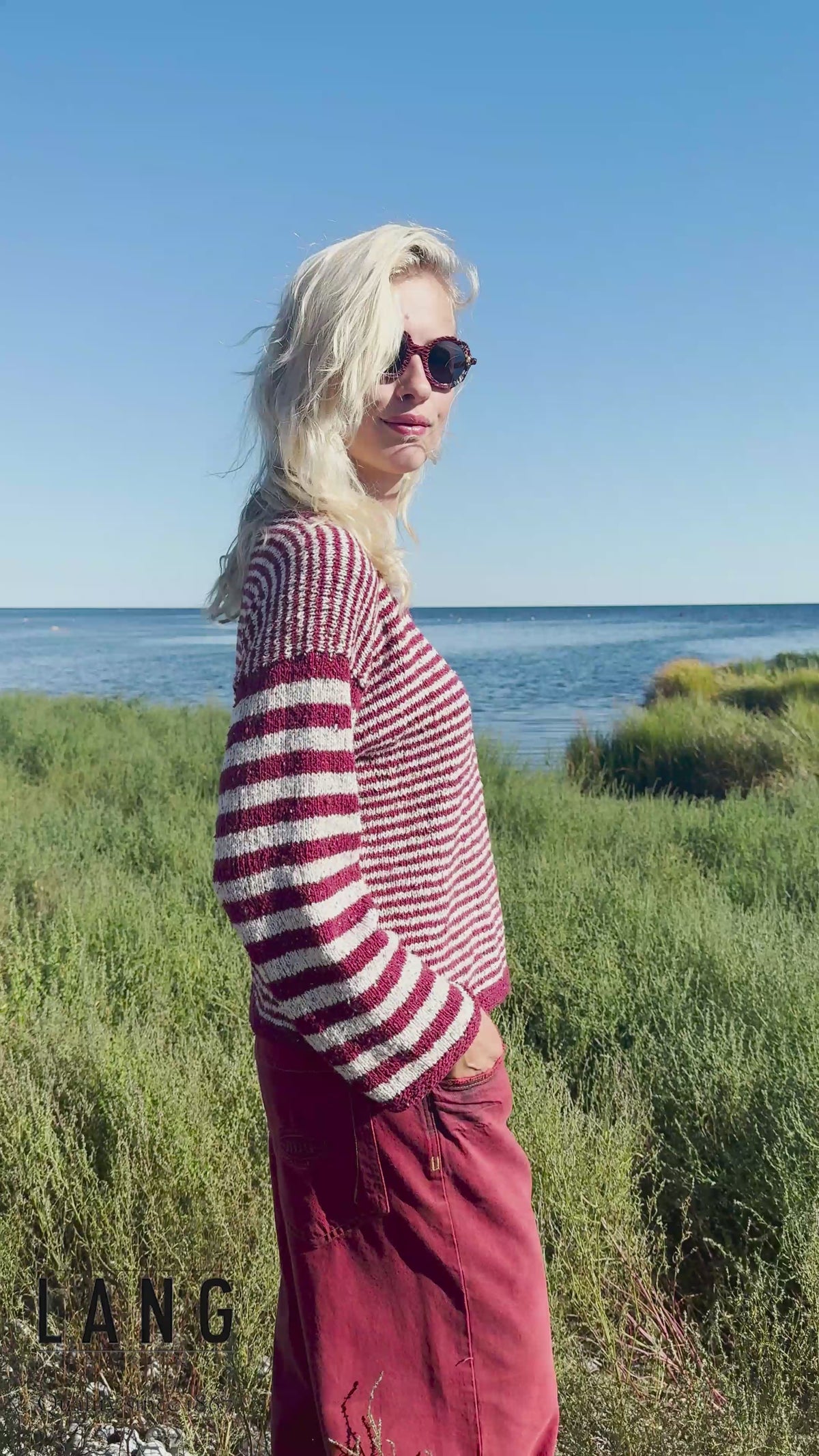 CHLOÉ Top-down Sweater Pattern Kit in COTTON TWEED by LANGYARNS | Punto 90-007