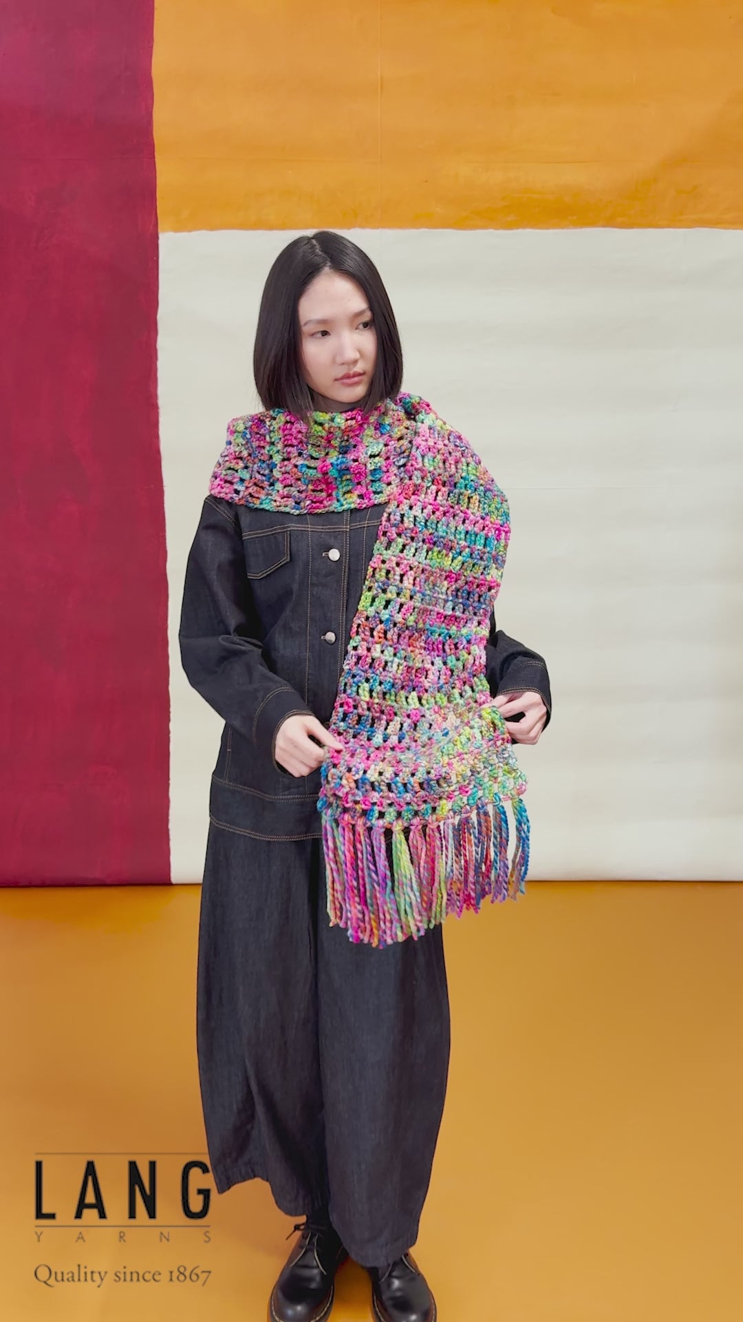 BAY Crocheted Shawl Pattern Kit in TWISTER by LANGYARNS | Punto 95-008
