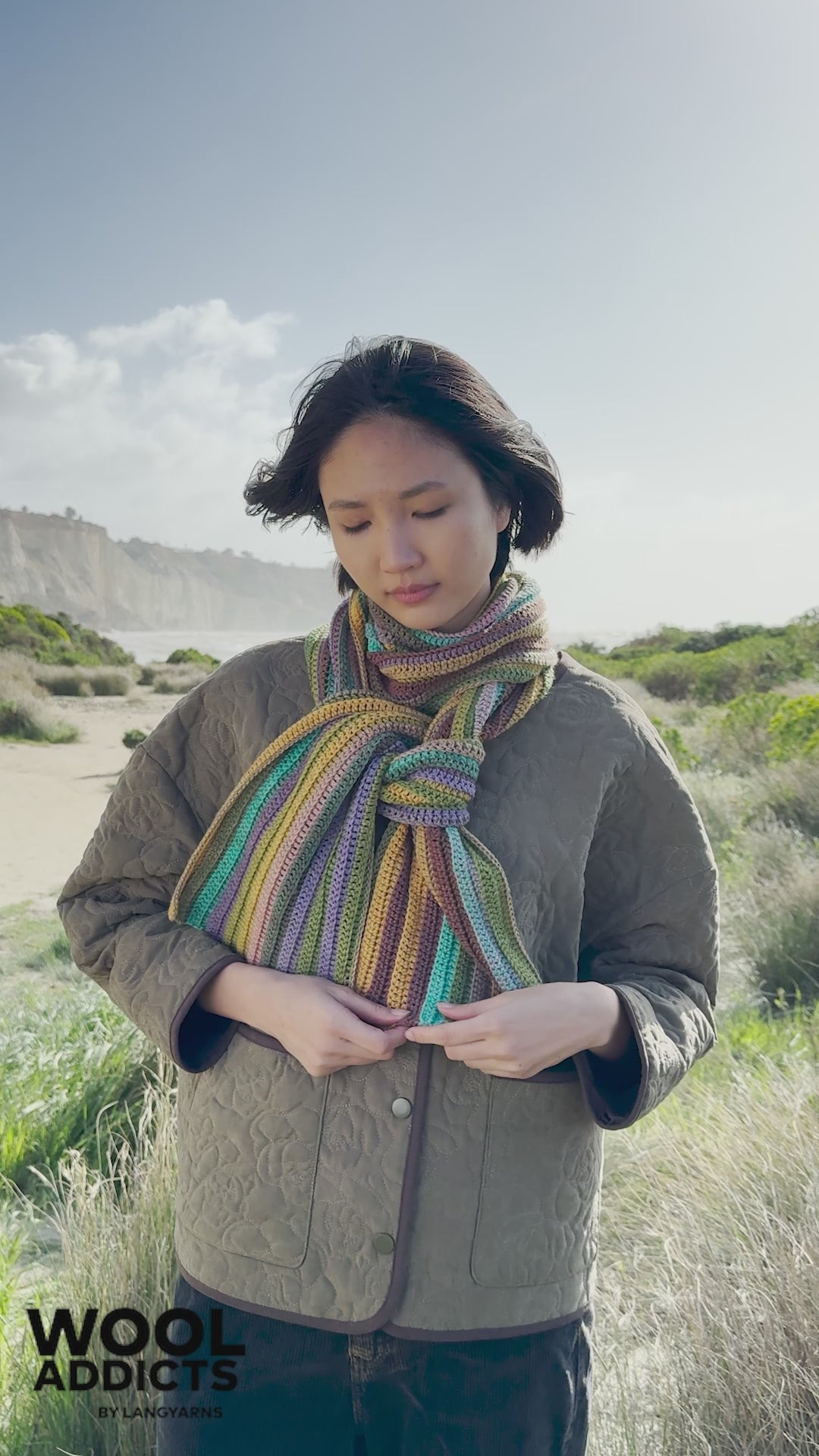 DRIFT-LINE Crochet Scarf Pattern Kit in MOVE 6 PLY by LANGYARNS | WOOLADDICTS #17-035