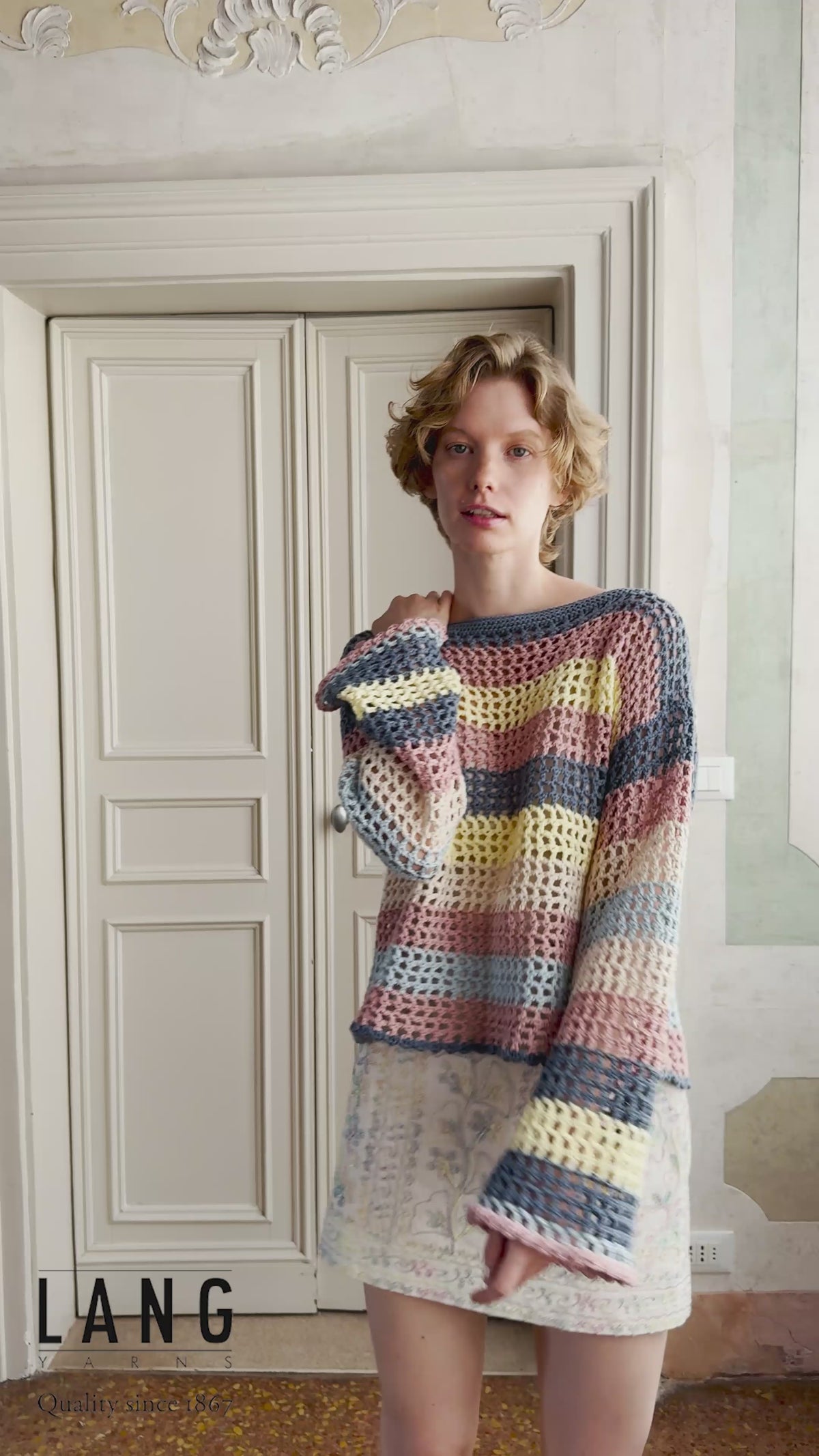 BETTY Crochet Sweater Pattern Kit in BABY COTTON by LANGYARNS | Punto 92-002