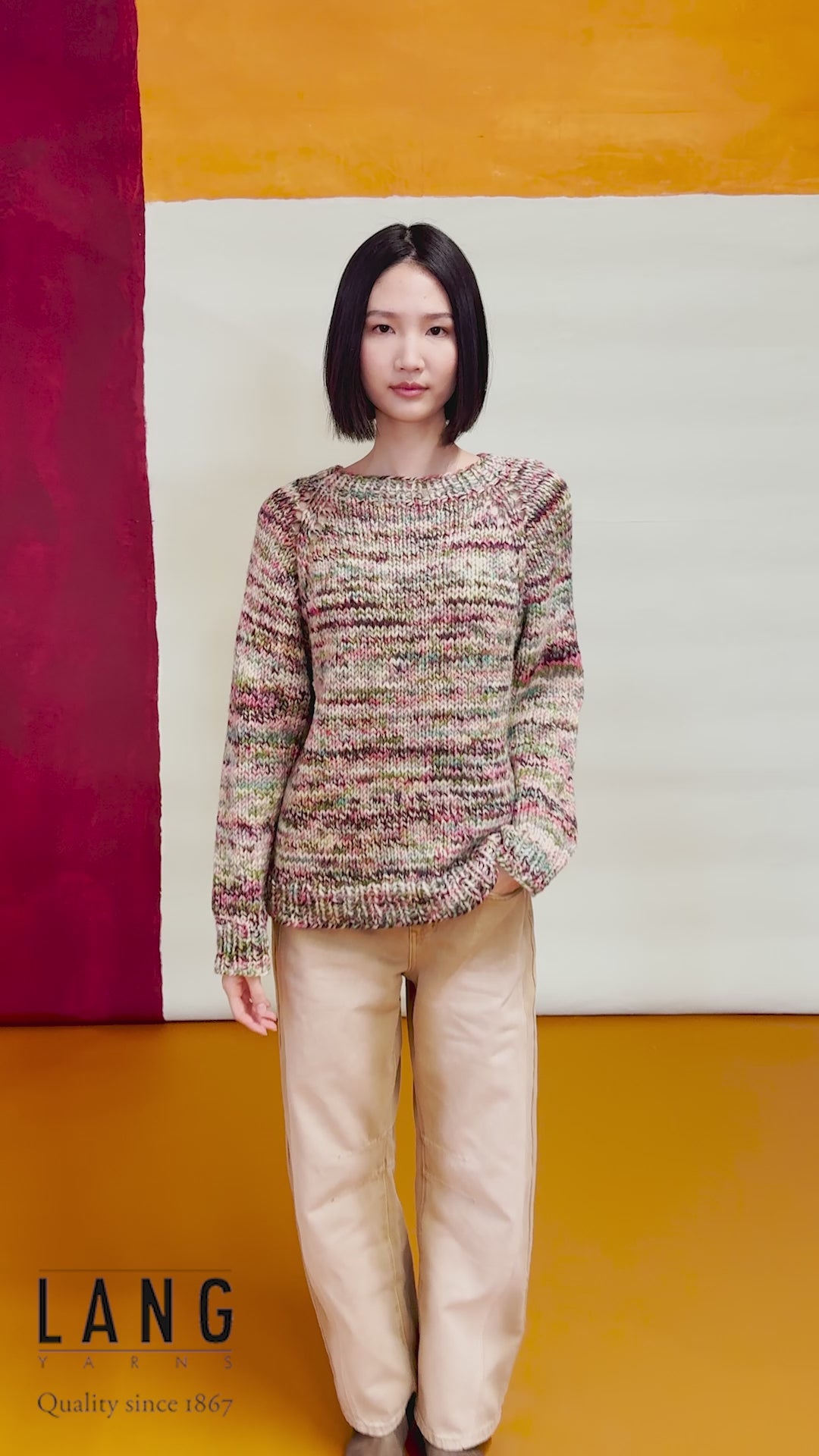 TAWNEE Top-down Sweater Pattern Kit in TWISTER by LANGYARNS | Punto 95-002