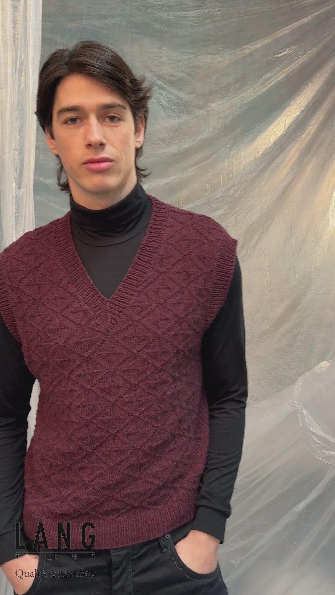 CHARLES Men's Slipover Pattern Kit in CASHMERE PREMIUM by LANGYARNS | Fatto a Mano 286-078