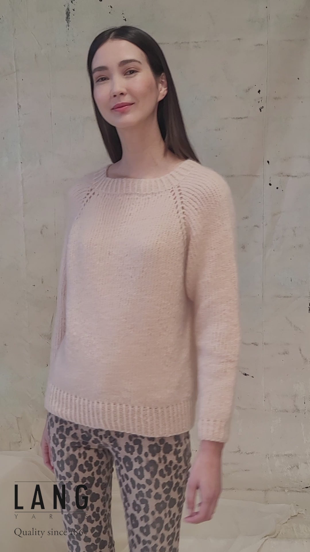 FABIENNE Top-down Sweater Pattern Kit in CASHMERE LIGHT by LANGYARNS | Punto 60-001