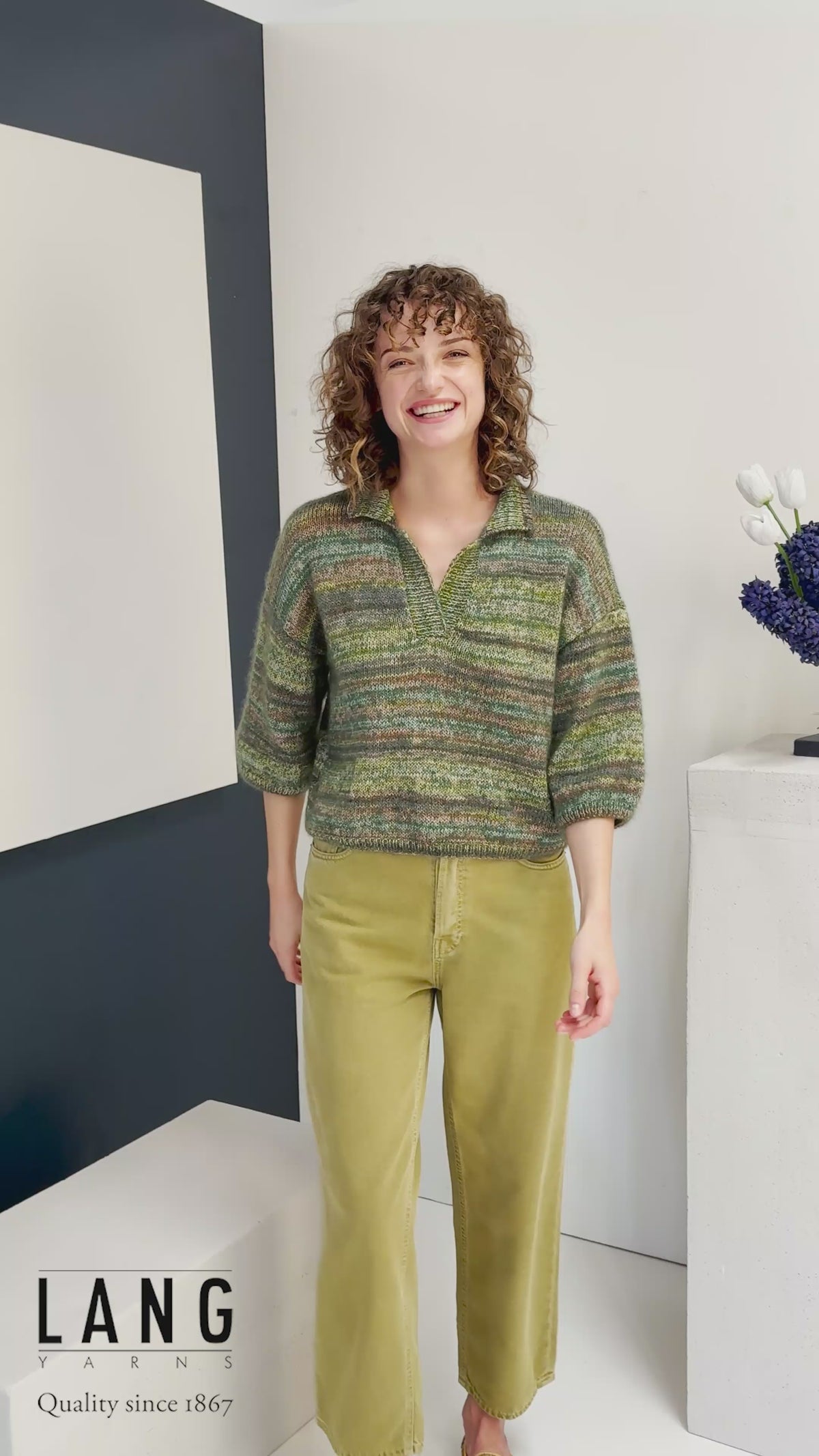 SANNE Polo Sweater Pattern Kit in FIESTA & LACE by LANGYARNS | Fatto a Mano 288-025