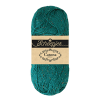 Scheepjes Yarn Dark Teal with Rainbow Scheepjes | Catona Shine | 4 Ply | 1778