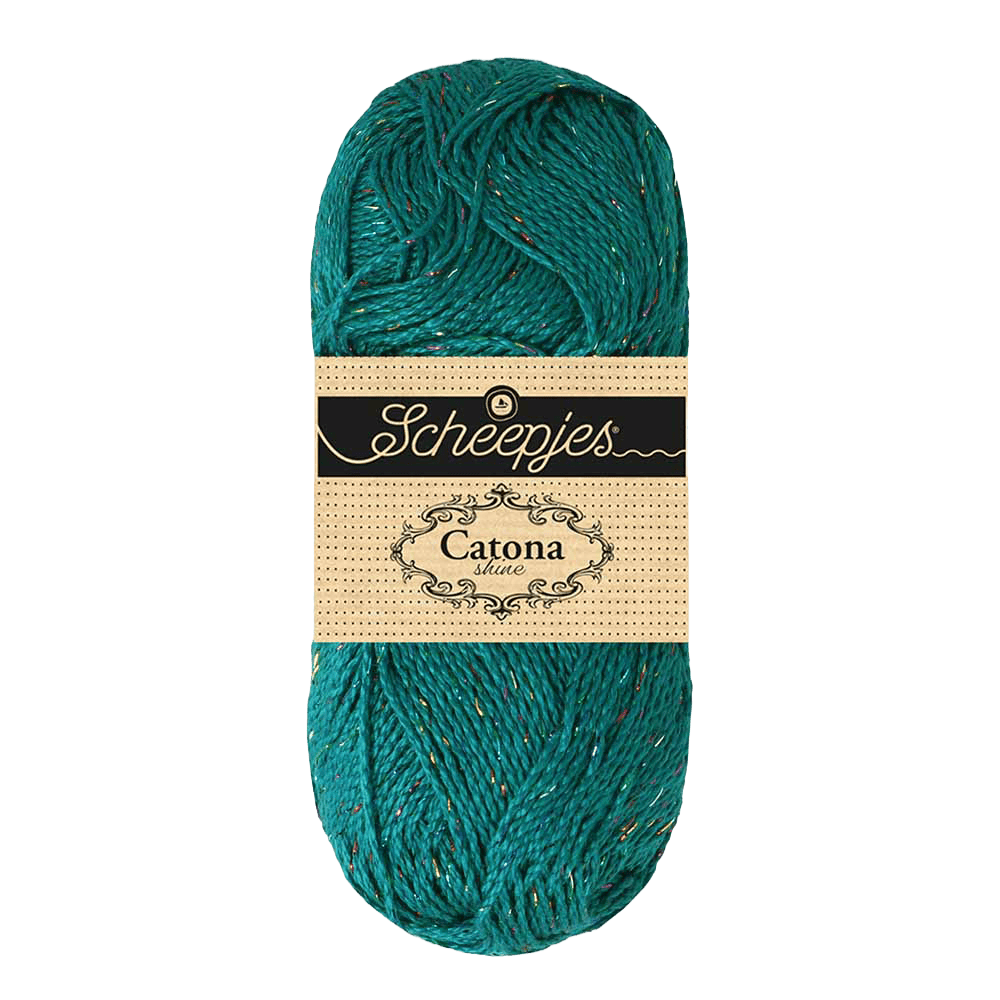 Scheepjes Yarn Dark Teal with Rainbow Scheepjes | Catona Shine | 4 Ply | 1778