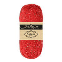 Scheepjes Yarn Hot Red with Silver Scheepjes | Catona Shine | 4 Ply | 1778