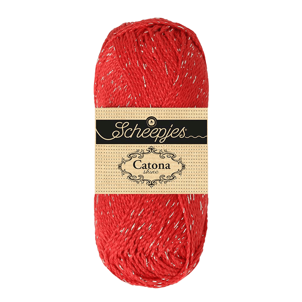Scheepjes Yarn Hot Red with Silver Scheepjes | Catona Shine | 4 Ply | 1778