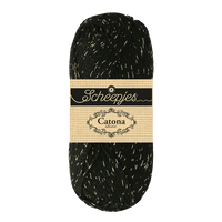 Scheepjes Yarn Jet Black with Gold Scheepjes | Catona Shine | 4 Ply | 1778