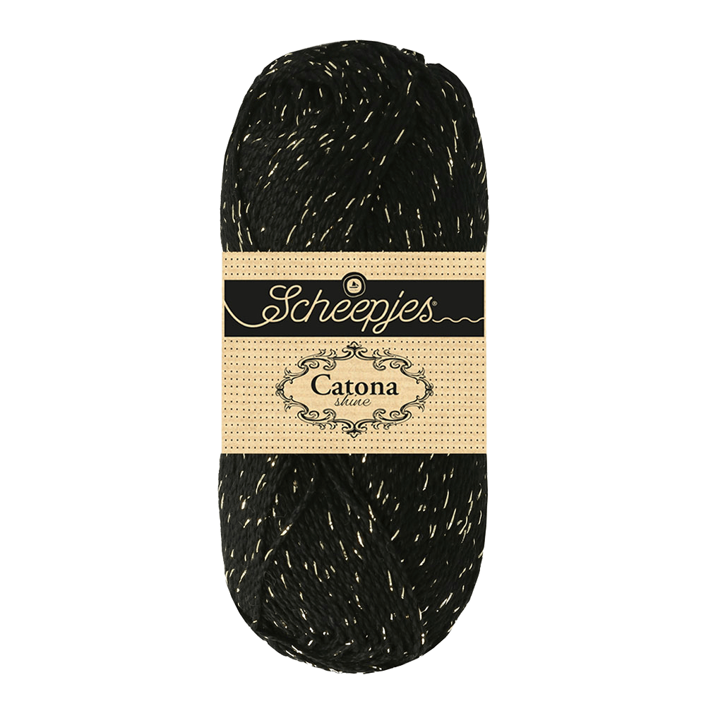 Scheepjes Yarn Jet Black with Gold Scheepjes | Catona Shine | 4 Ply | 1778