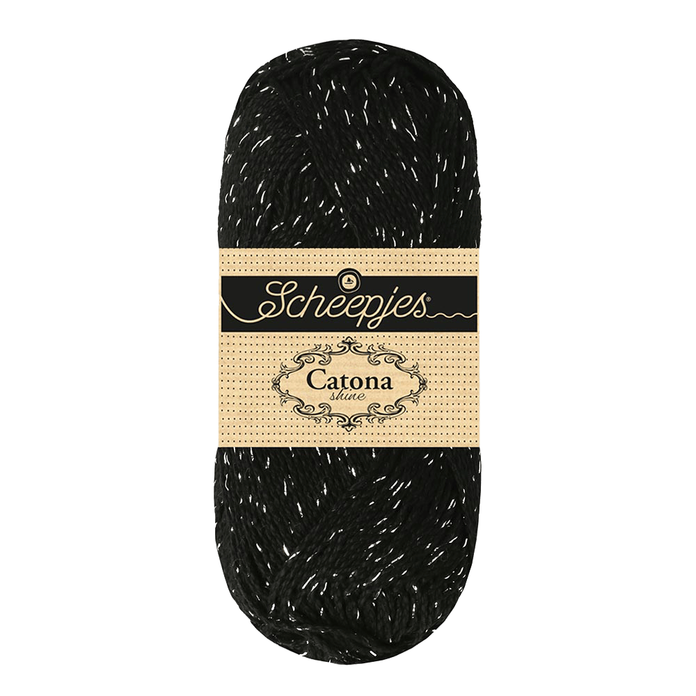 Scheepjes Yarn Jet Black with Silver Scheepjes | Catona Shine | 4 Ply | 1778