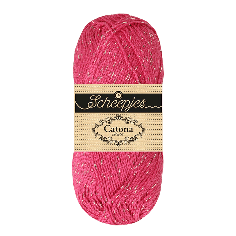 Scheepjes Yarn Shocking Pink with Silver Scheepjes | Catona Shine | 4 Ply | 1778