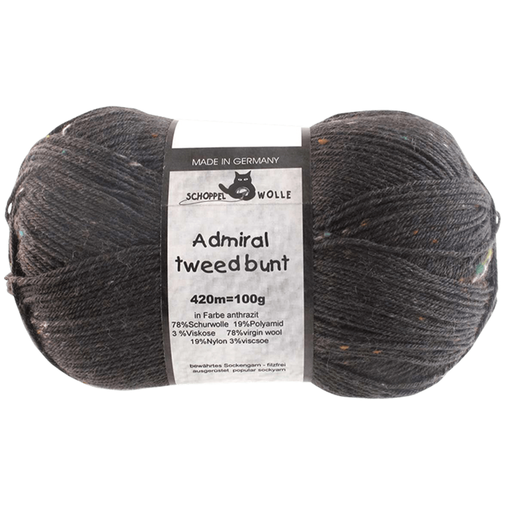 Schoppel Wolle Yarn Anthracite SCHOPPEL | Sock Yarn | Admiral Tweed Bunt | 254