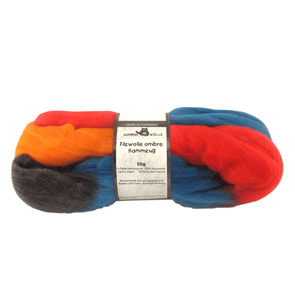 Schoppel Wolle Yarn Autumn Sun SCHOPPEL | Flitzwolle Ombre Kammzug | Felting Yarn  - Combed Top - Ombre | 1021 ombre