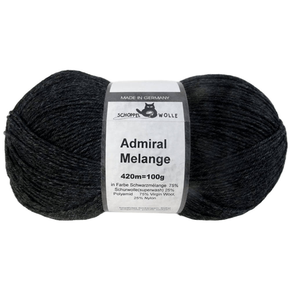 Schoppel Wolle Yarn Black Mélange SCHOPPEL | Sock Yarn | Admiral Mélange | 1566K