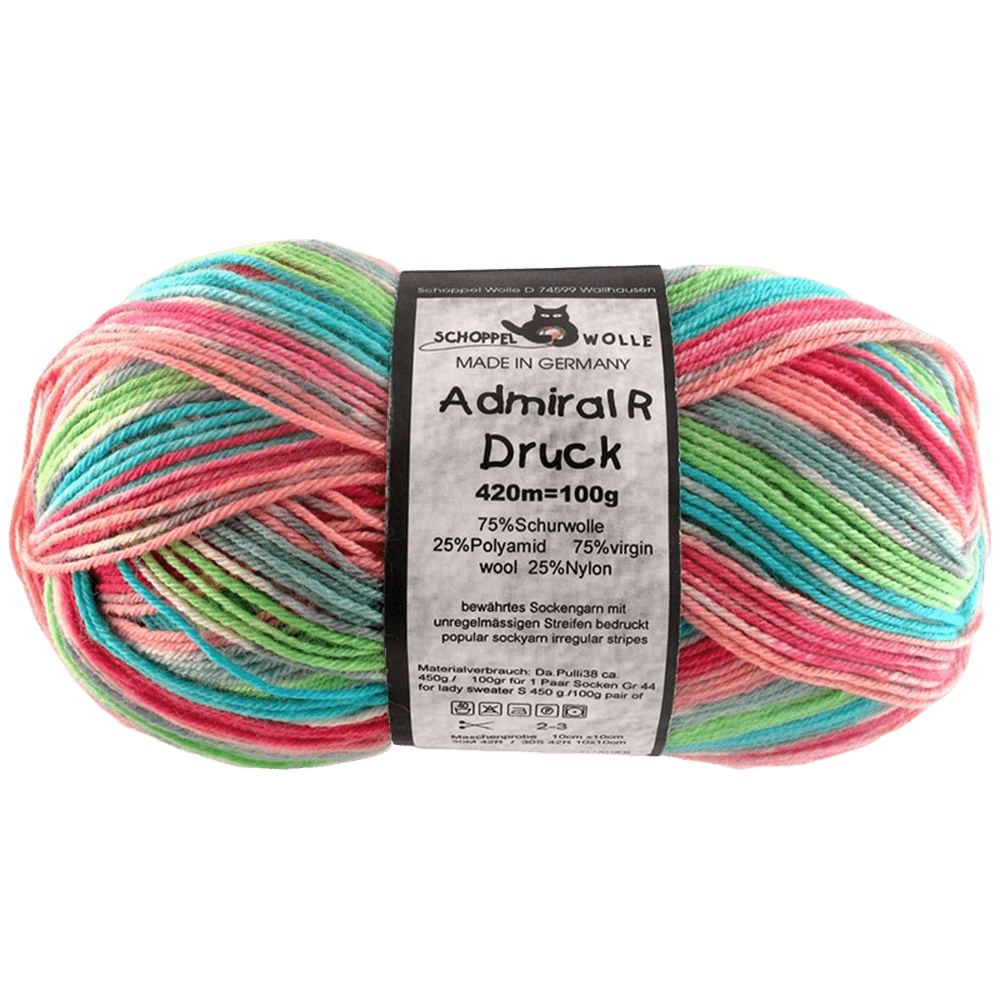 Schoppel Wolle Yarn Grass Rose Turquoise SCHOPPEL | Sock Yarn | Admiral R Druck | 1566R