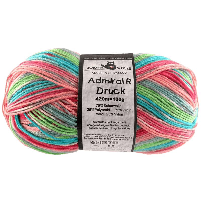 Schoppel Wolle Yarn Grass Rose Turquoise SCHOPPEL | Sock Yarn | Admiral R Druck | 1566R
